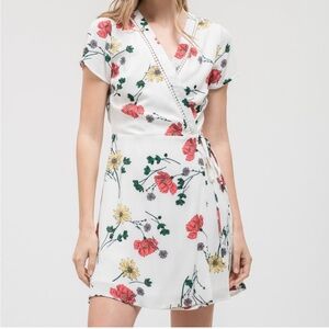 Blu Pepper Red and Green Flutter Sleeve Wrap Sundress